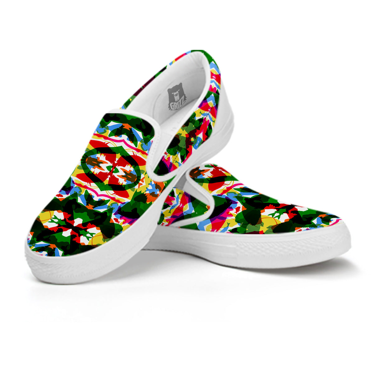 Fish Colorful Abstract Print Pattern White Slip On Shoes-grizzshop