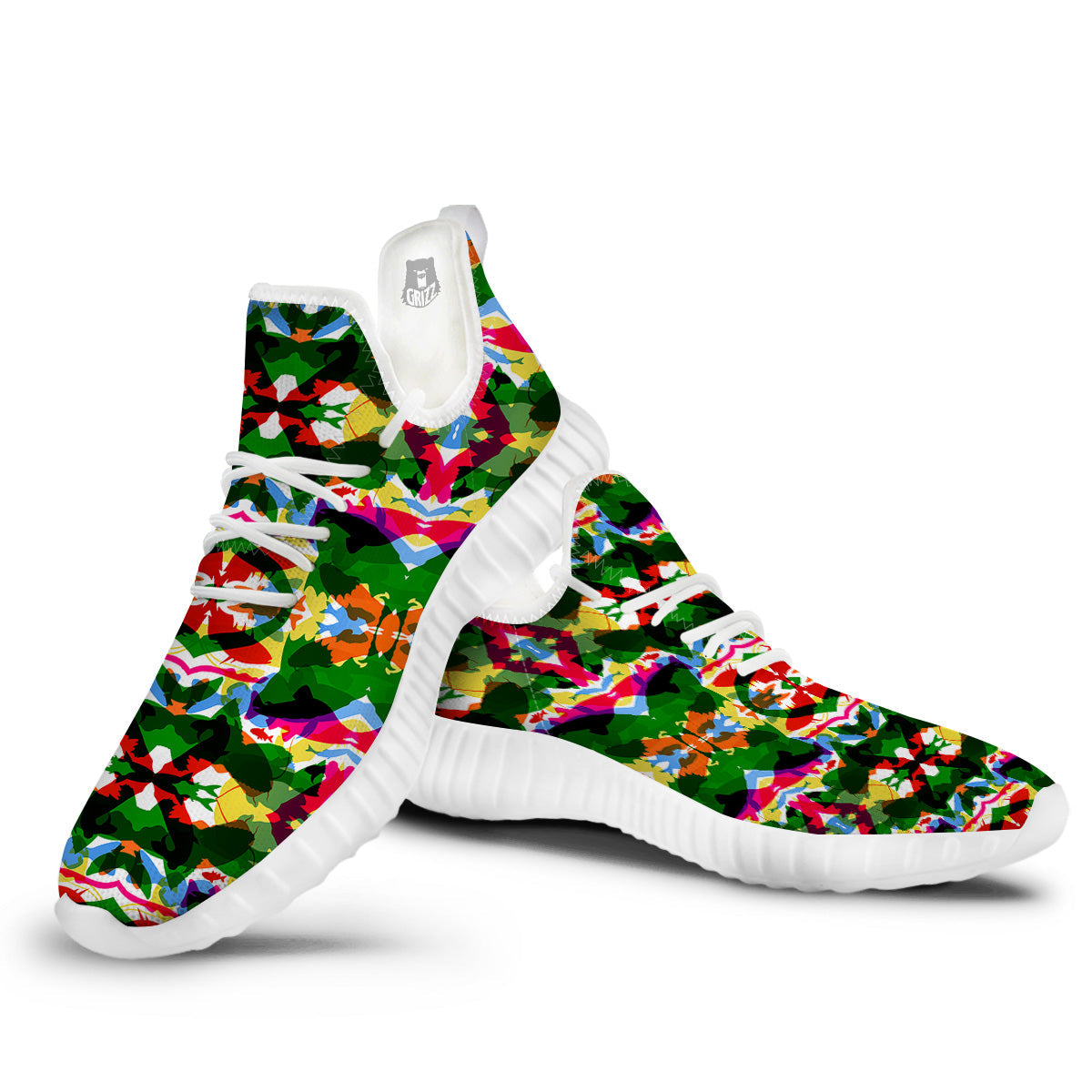 Fish Colorful Abstract Print Pattern White Walking Shoes-grizzshop