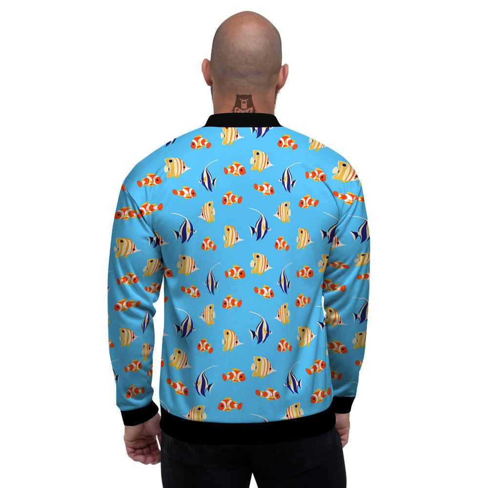 Fish Cute Print Pattern Men's Bomber Jacket-grizzshop