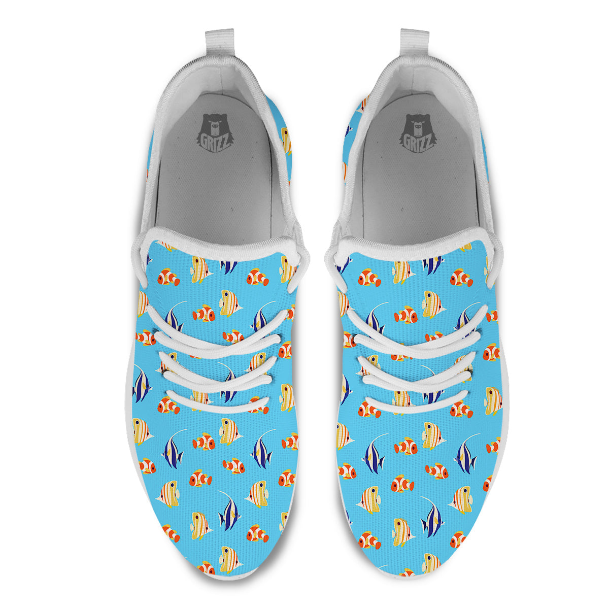 Fish Cute Print Pattern White Athletic Shoes-grizzshop
