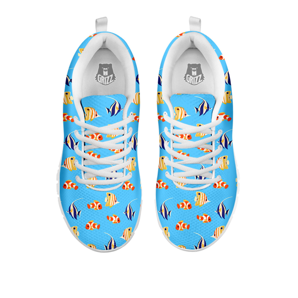 Fish Cute Print Pattern White Sneaker-grizzshop
