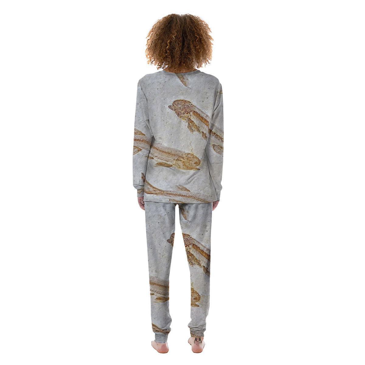 Fish Fossil Lycoptera Print Women's Pajamas-grizzshop