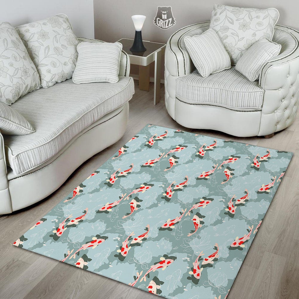 Fish Koi Print Pattern Floor Mat-grizzshop