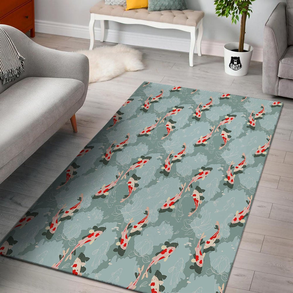 Fish Koi Print Pattern Floor Mat-grizzshop