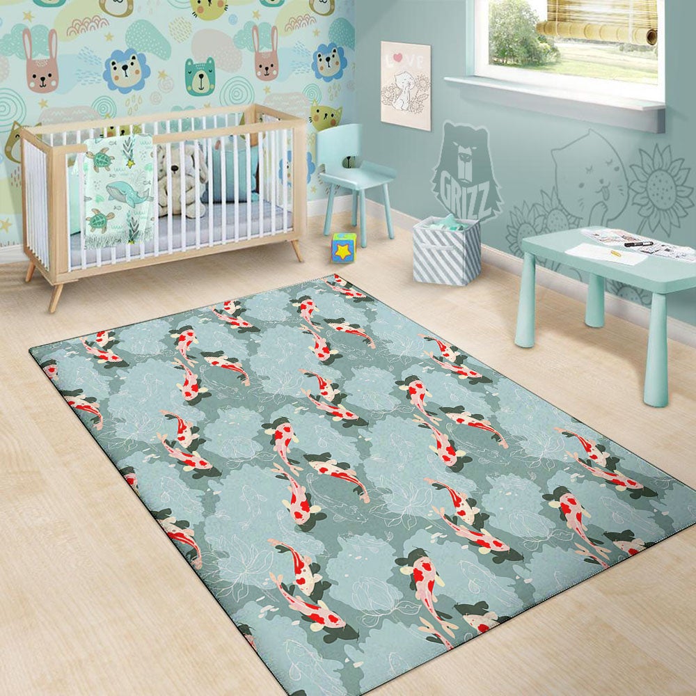Fish Koi Print Pattern Floor Mat-grizzshop