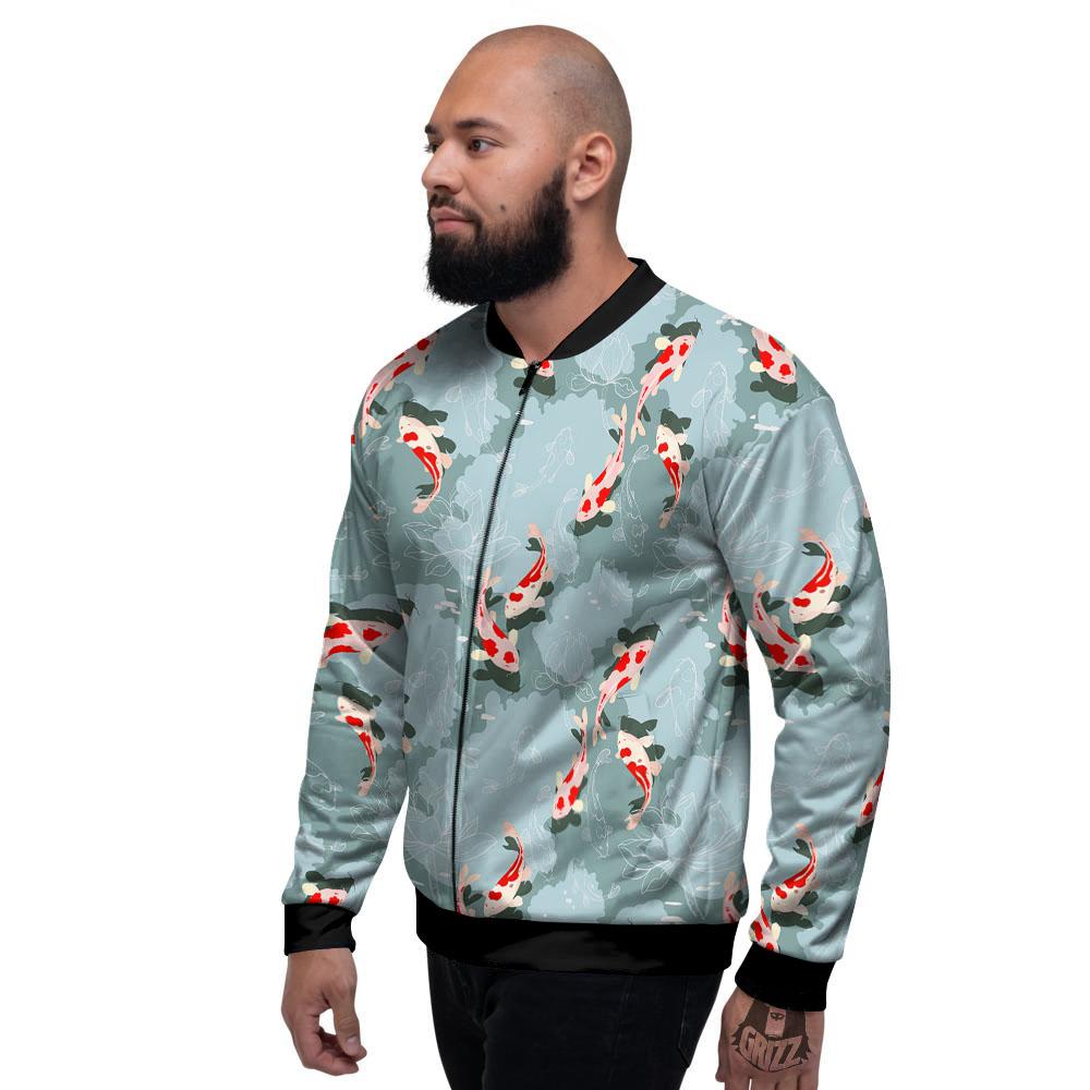 Fish Koi Print Pattern Men's Bomber Jacket-grizzshop