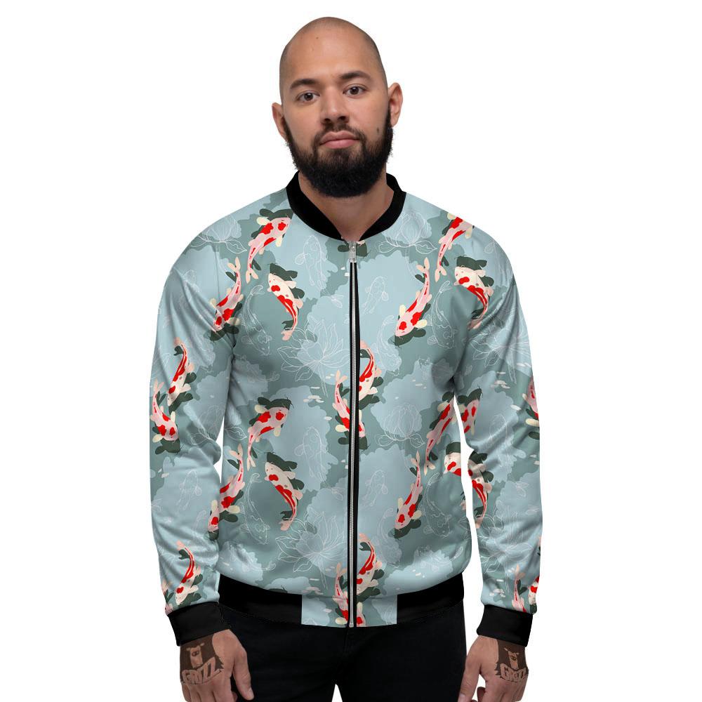 Fish Koi Print Pattern Men's Bomber Jacket-grizzshop