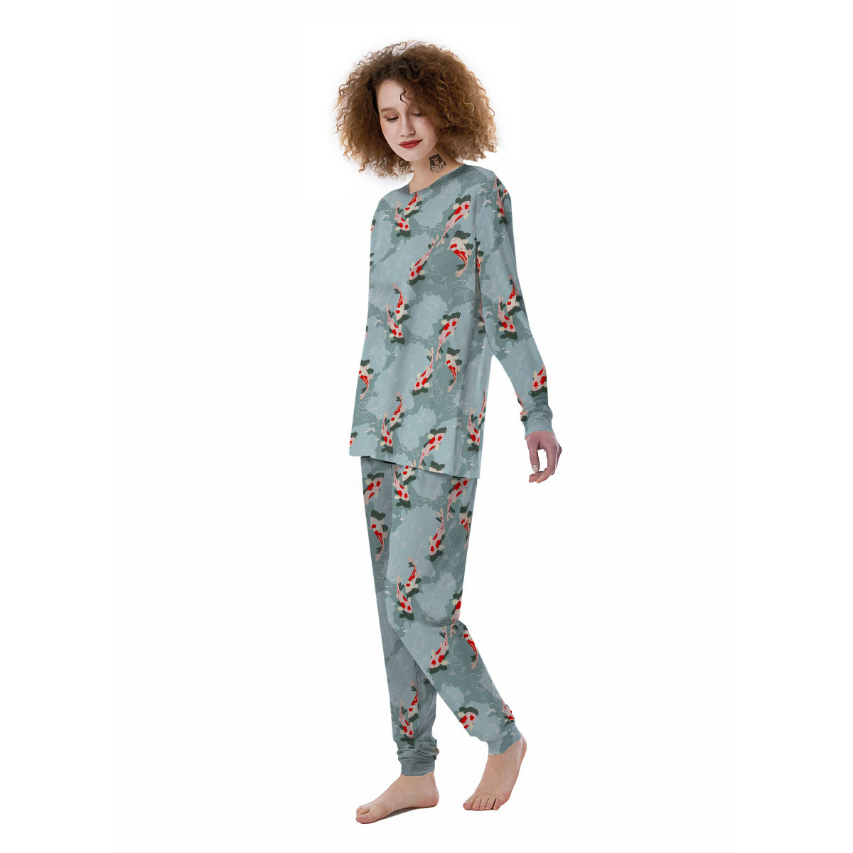Fish Koi Print Pattern Women's Pajamas-grizzshop
