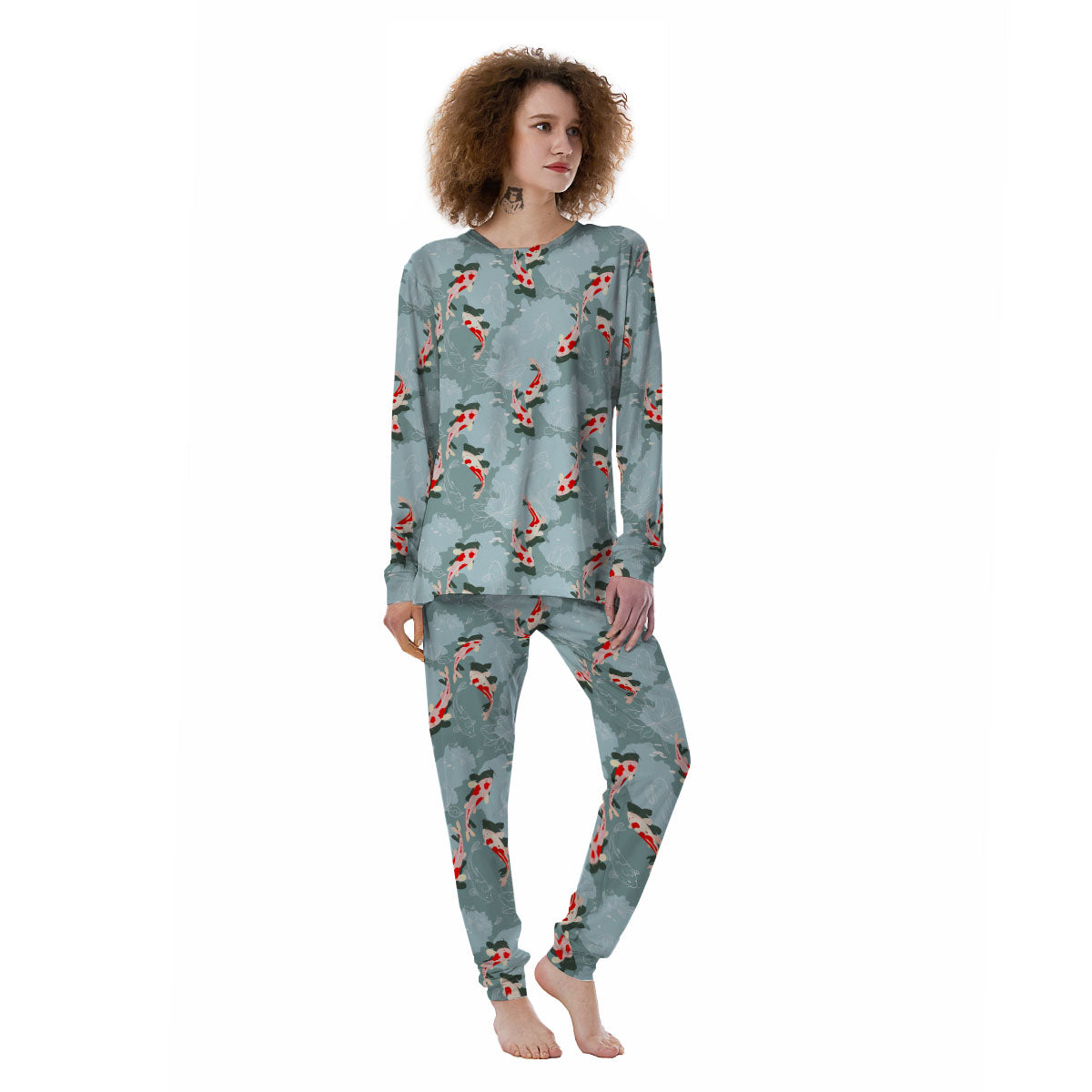 Fish Koi Print Pattern Women's Pajamas-grizzshop