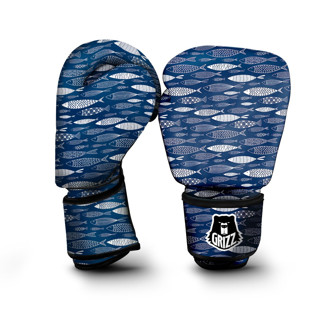 Fish Ornamental Print Pattern Boxing Gloves-grizzshop