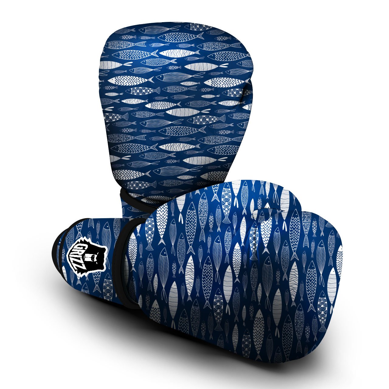 Fish Ornamental Print Pattern Boxing Gloves-grizzshop