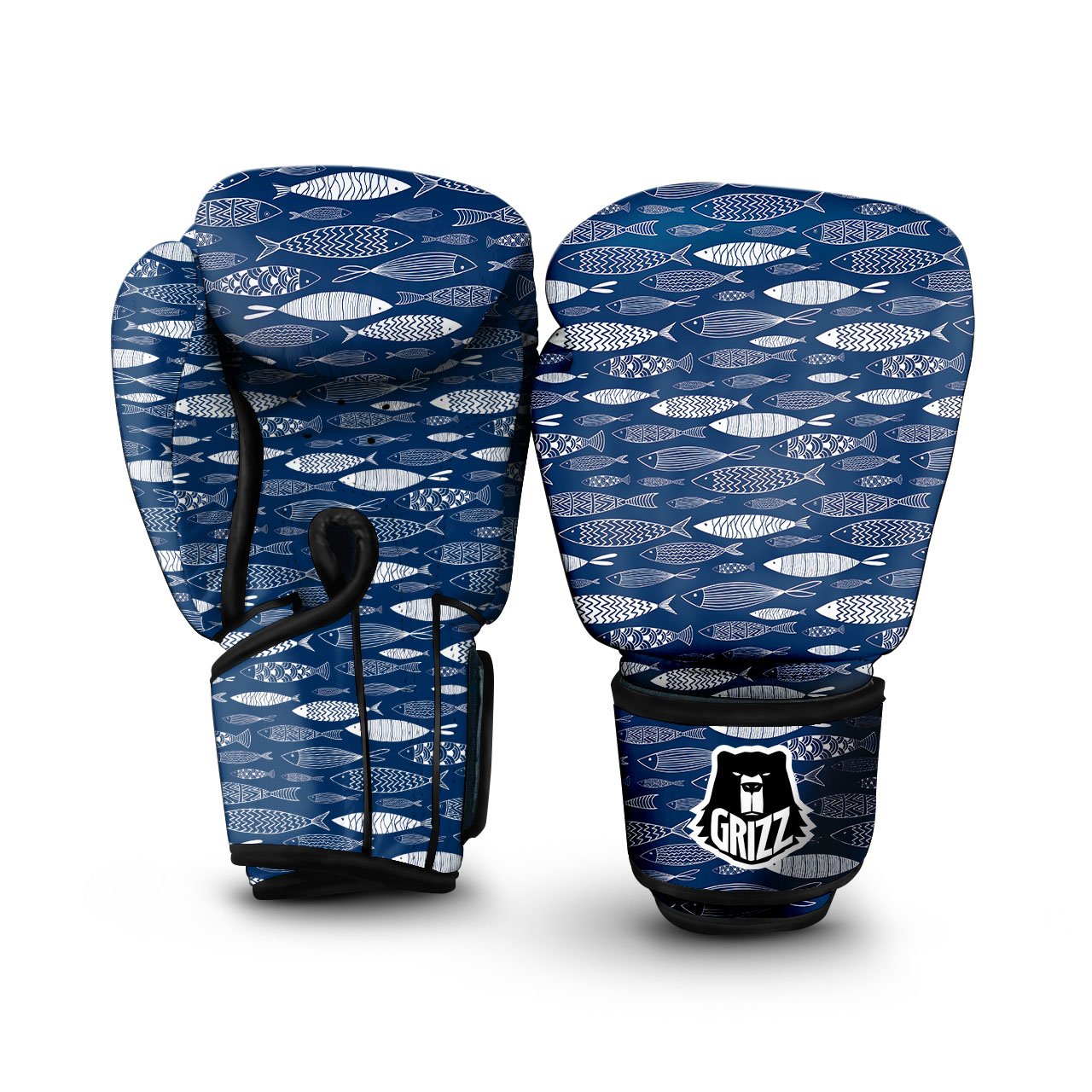 Fish Ornamental Print Pattern Boxing Gloves-grizzshop
