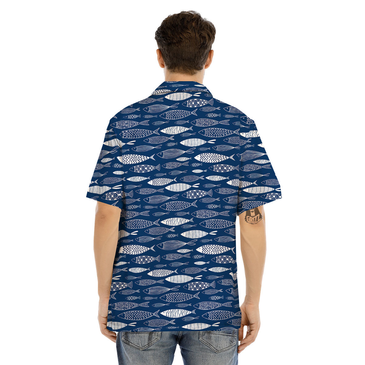 Fish Ornamental Print Pattern Men's Hawaiian Shirt-grizzshop