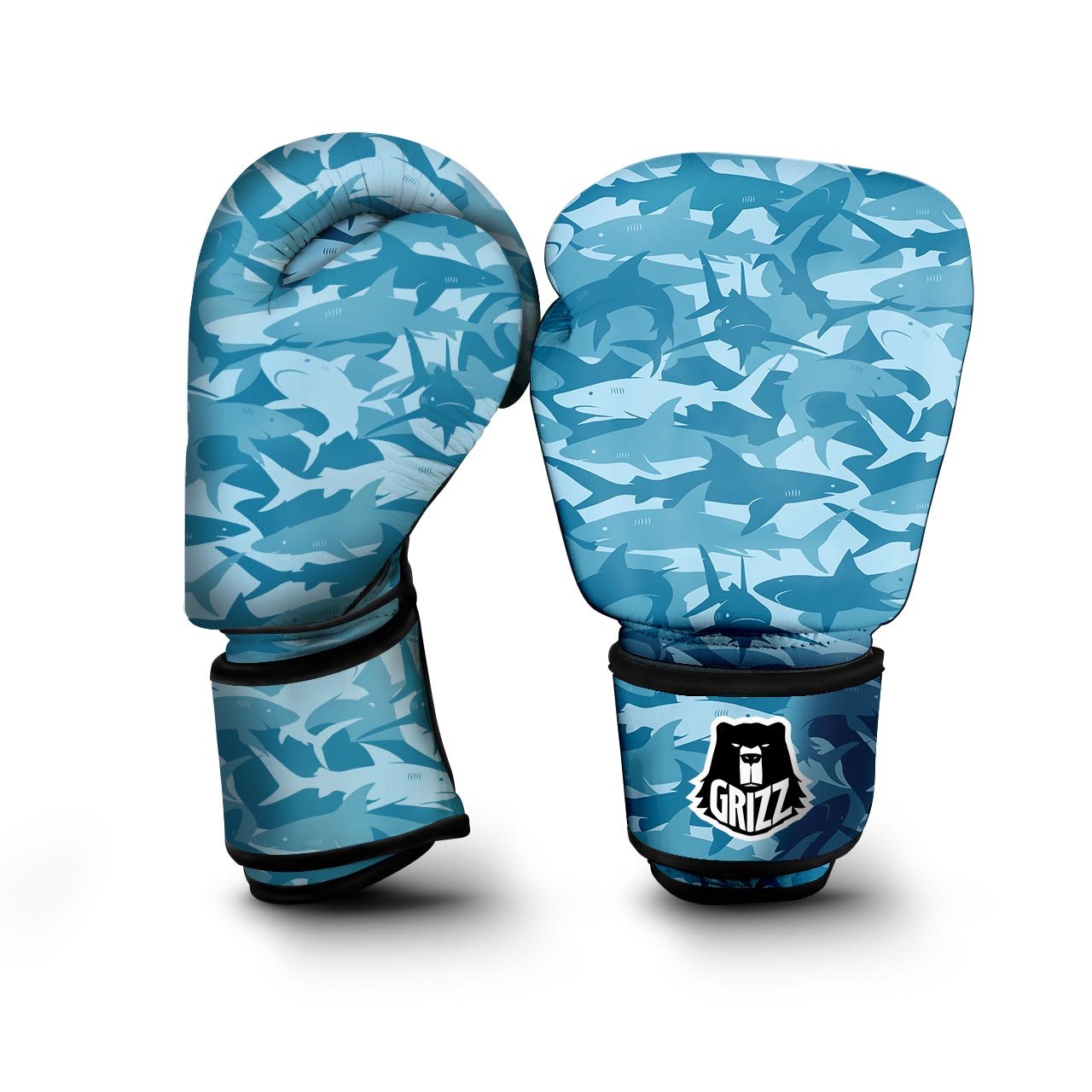 Fish Shark Print Pattern Boxing Gloves-grizzshop