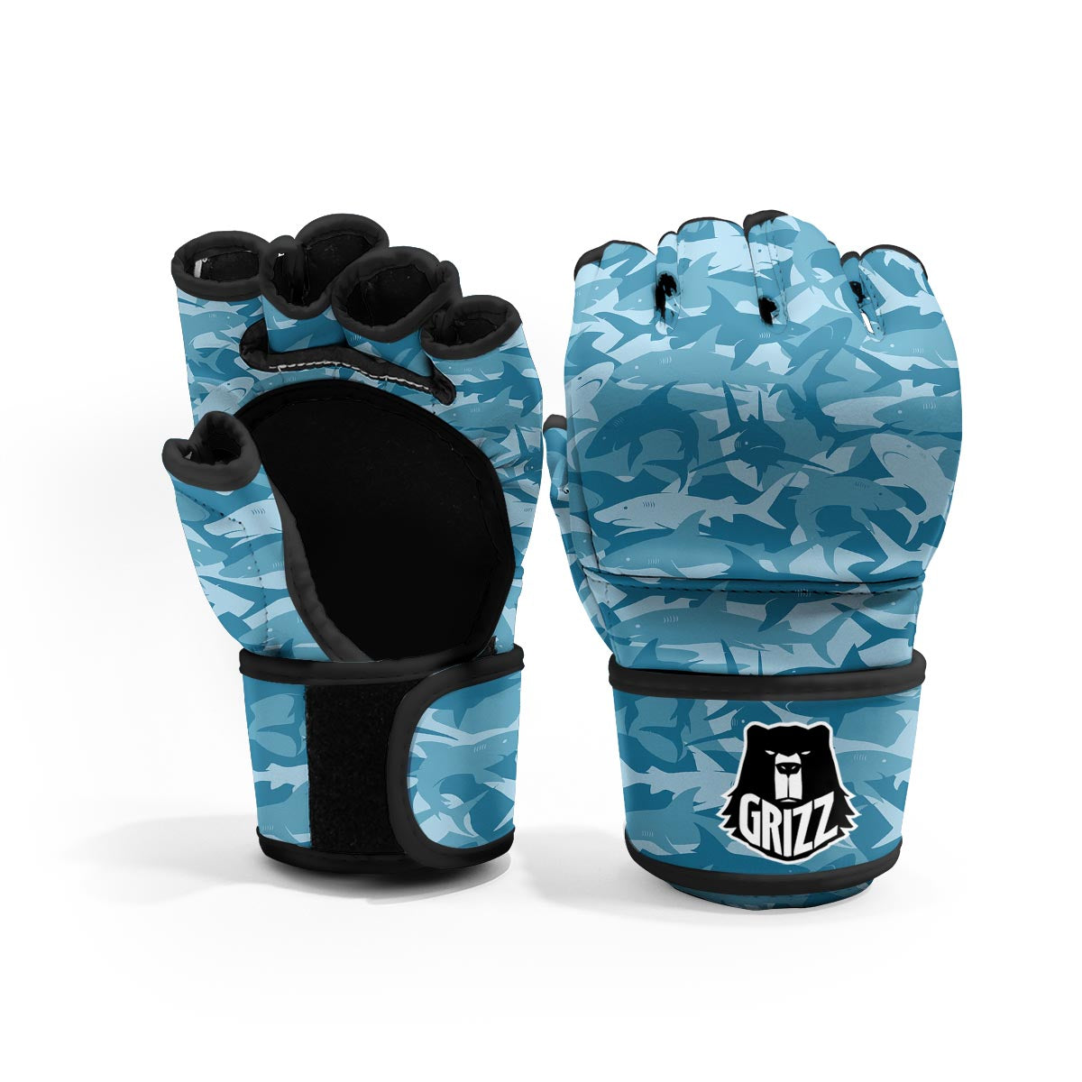 Fish Shark Print Pattern MMA Gloves-grizzshop