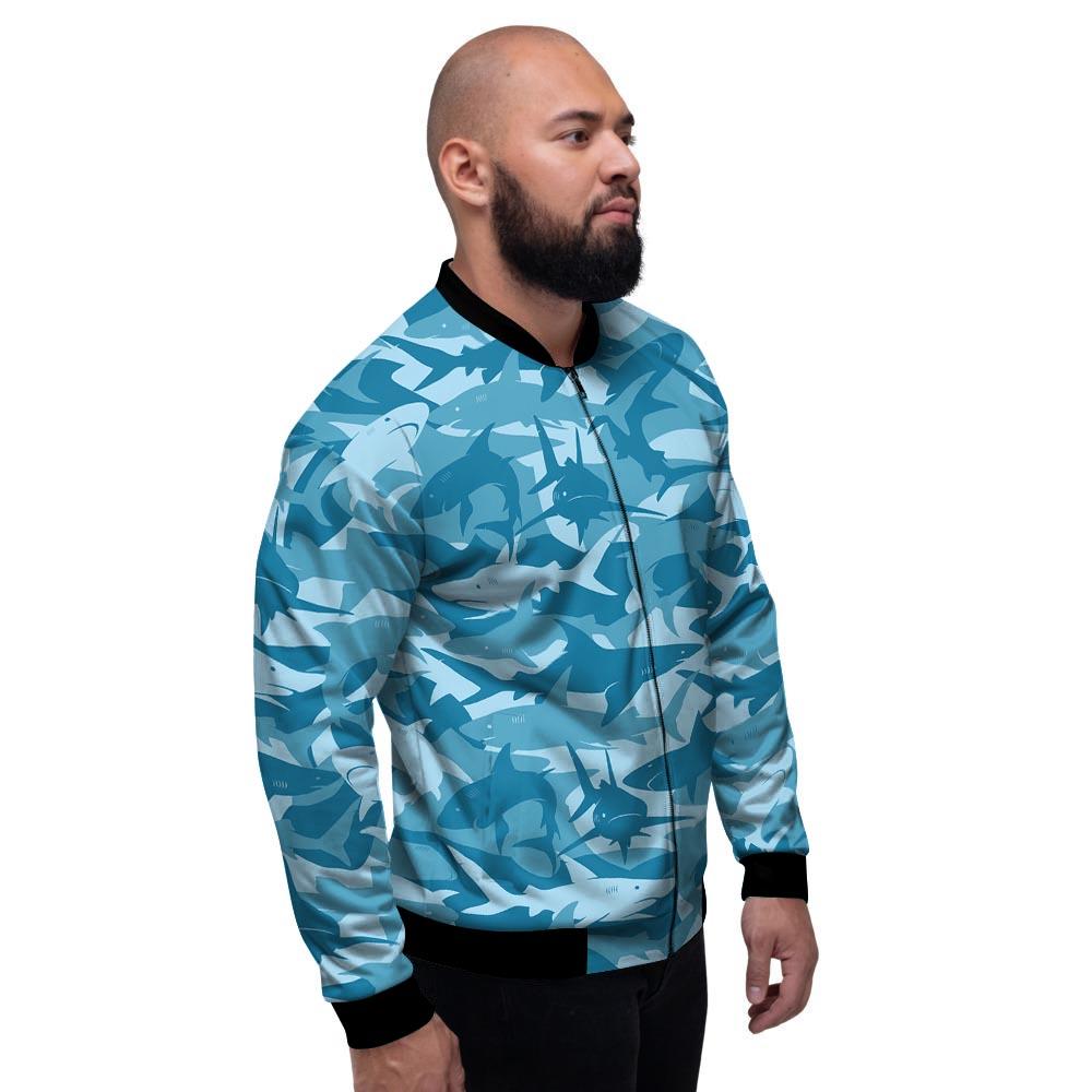 Fish Shark Print Pattern Men's Bomber Jacket-grizzshop