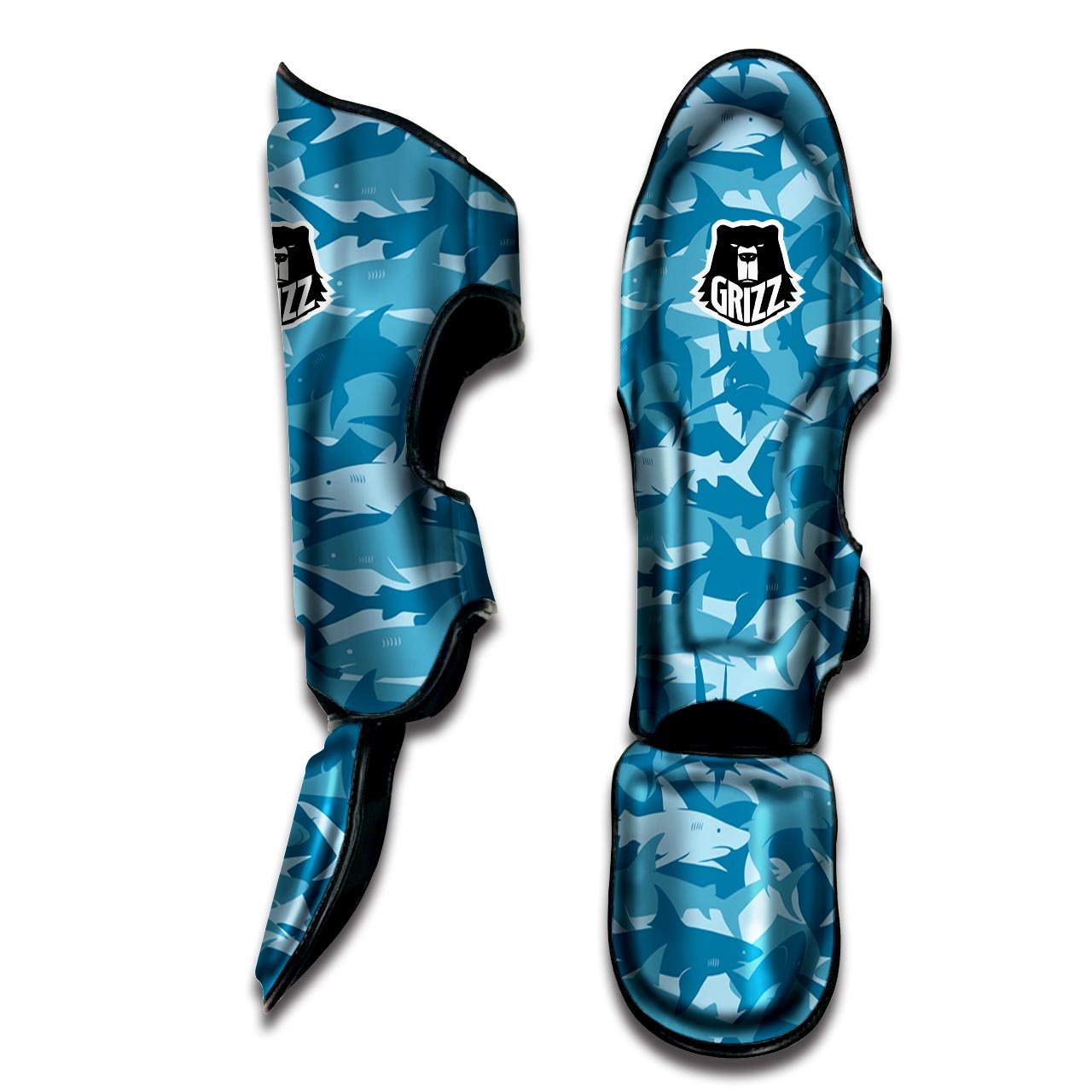 Fish Shark Print Pattern Muay Thai Shin Guards-grizzshop