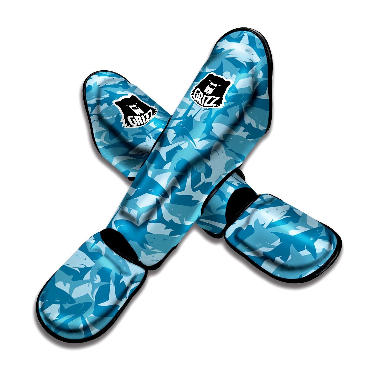 Fish Shark Print Pattern Muay Thai Shin Guards-grizzshop