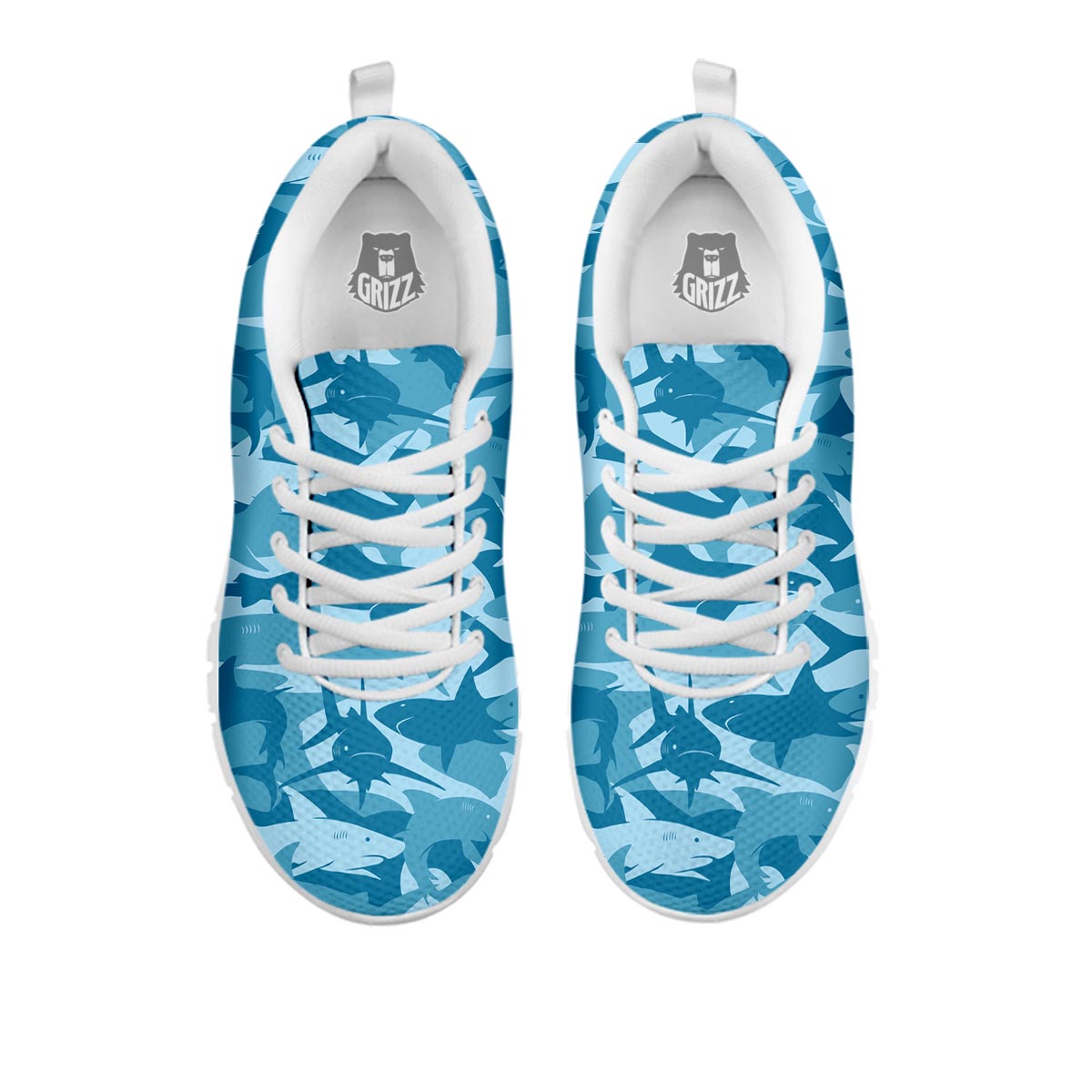 Fish Shark Print Pattern White Sneaker-grizzshop