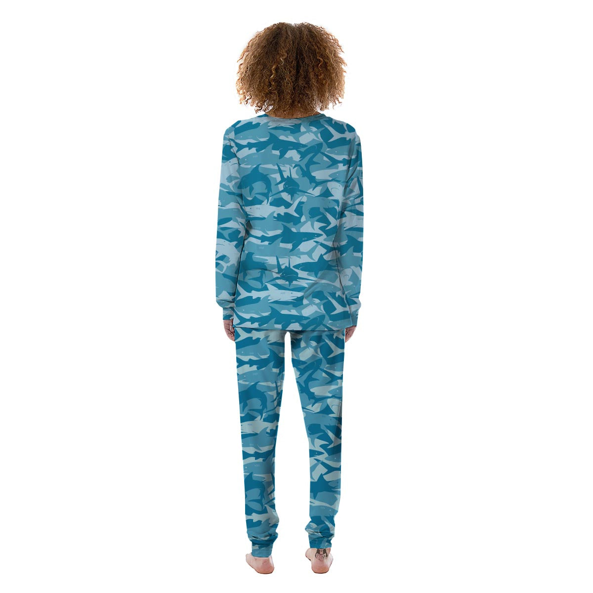 Fish Shark Print Pattern Women's Pajamas-grizzshop