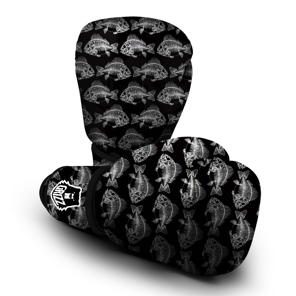 Fish Skeleton Print Pattern Boxing Gloves-grizzshop