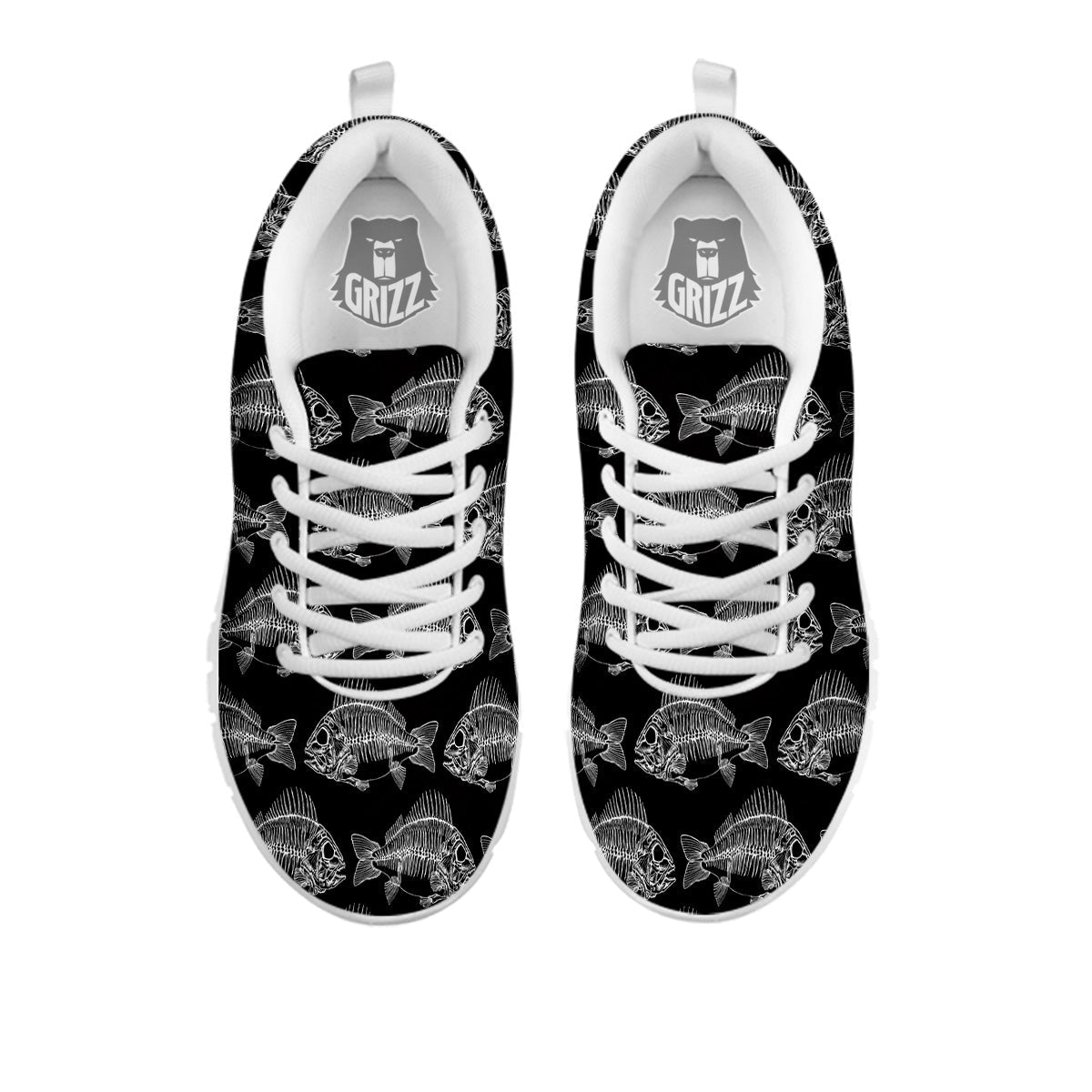 Fish Skeleton Print Pattern White Sneaker-grizzshop