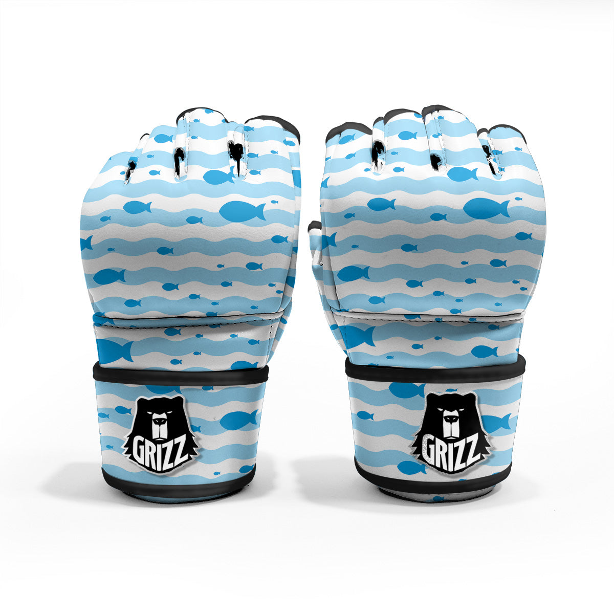Fish Swimming In Blue Sea Print Pattern MMA Gloves-grizzshop