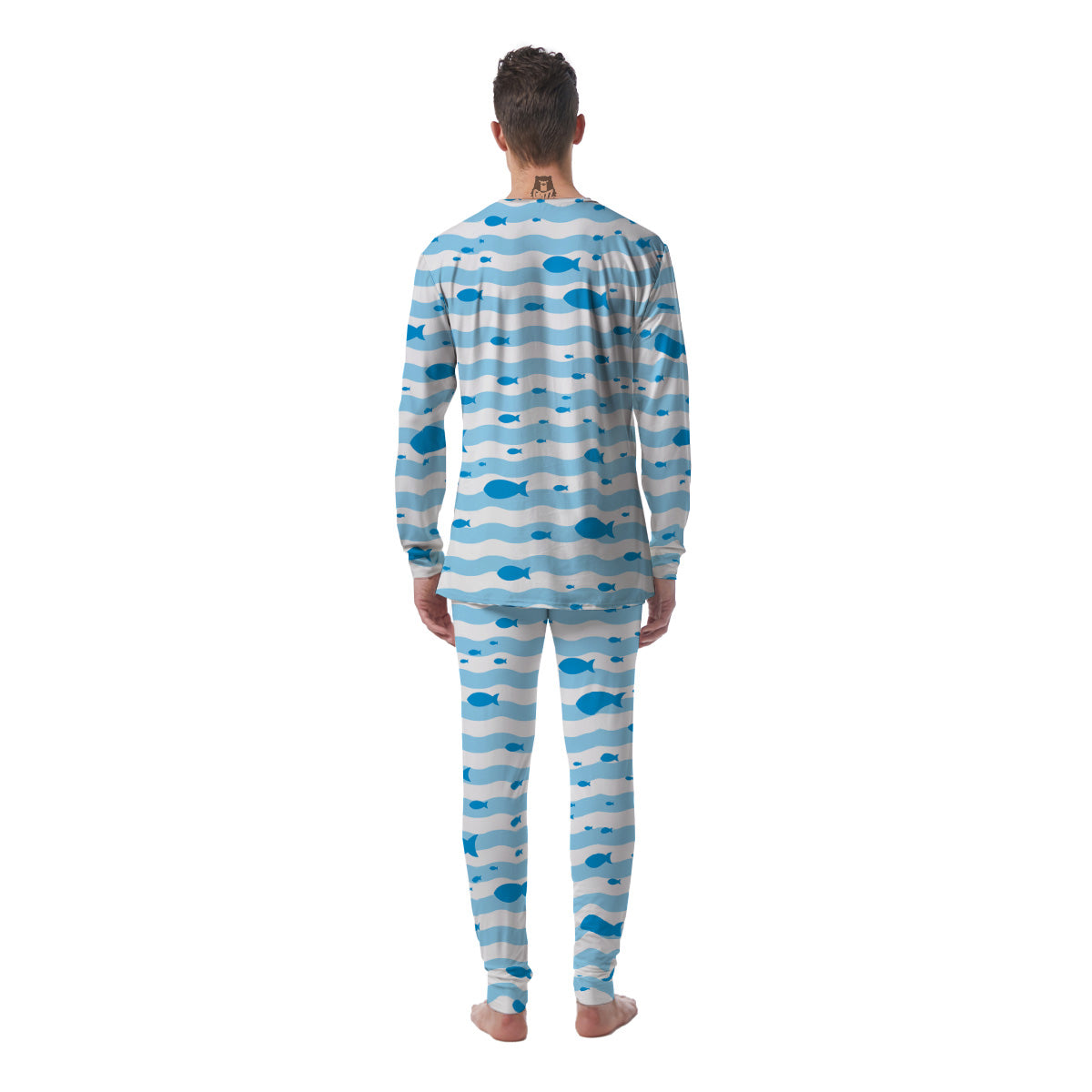 Fish Swimming In Blue Sea Print Pattern Men's Pajamas-grizzshop