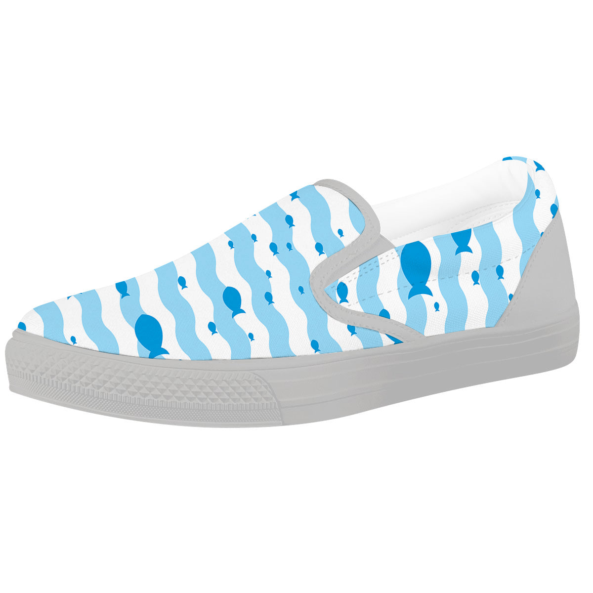 Fish Swimming In Blue Sea Print Pattern White Slip On Shoes-grizzshop