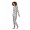 Fishing Hooks White And Black Print Pattern Women's Pajamas-grizzshop