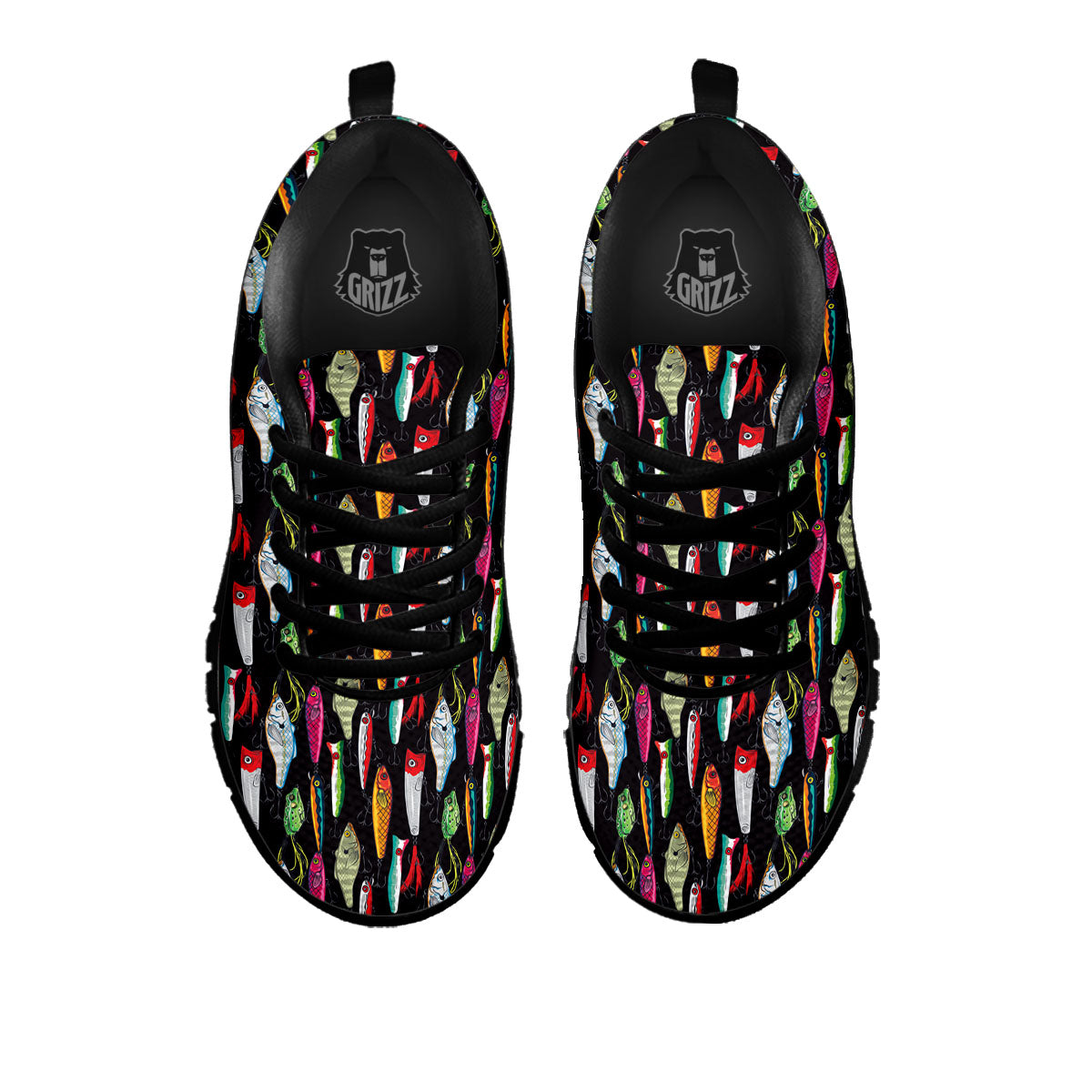 Fishing Print Pattern Black Sneaker-grizzshop