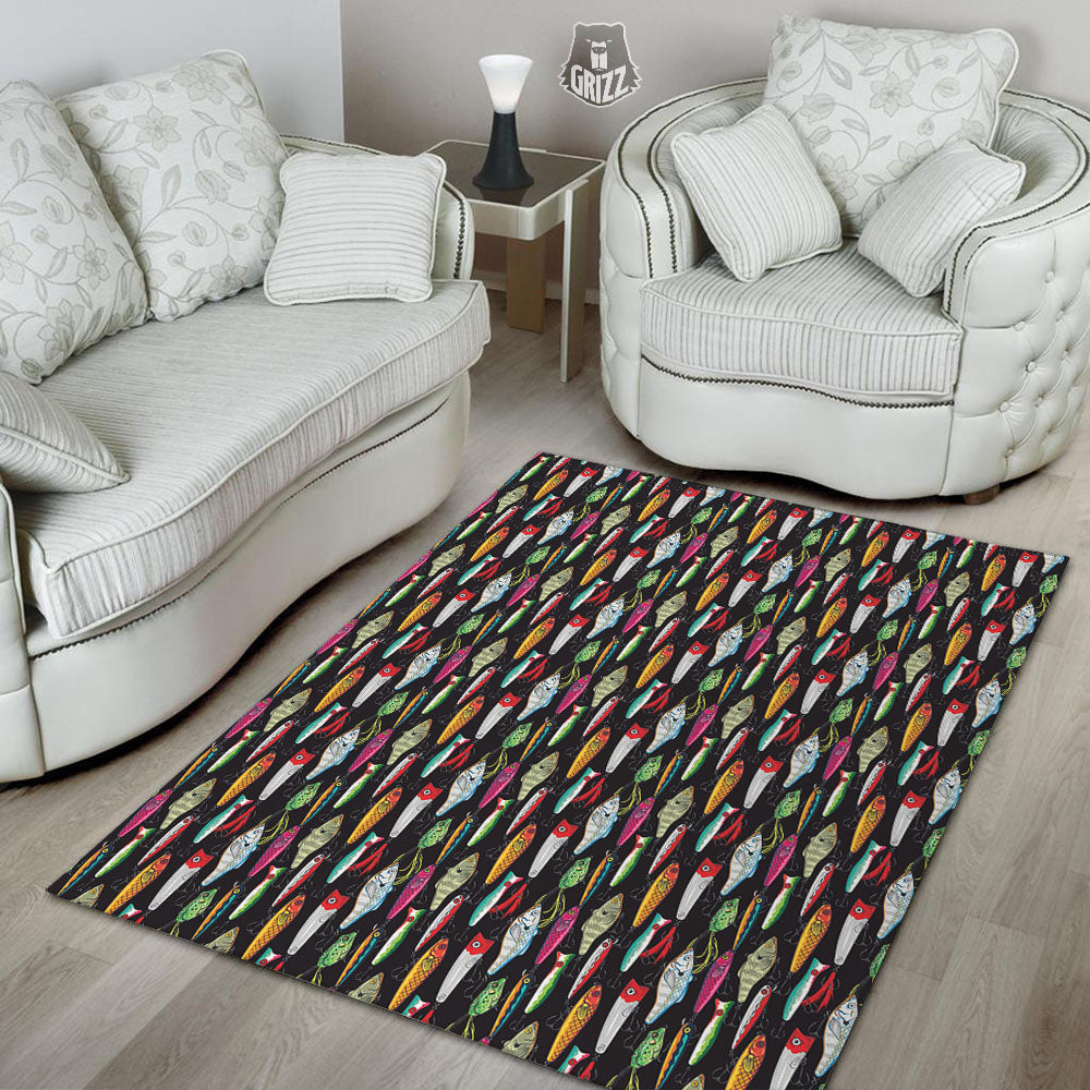 Fishing Print Pattern Floor Mat-grizzshop