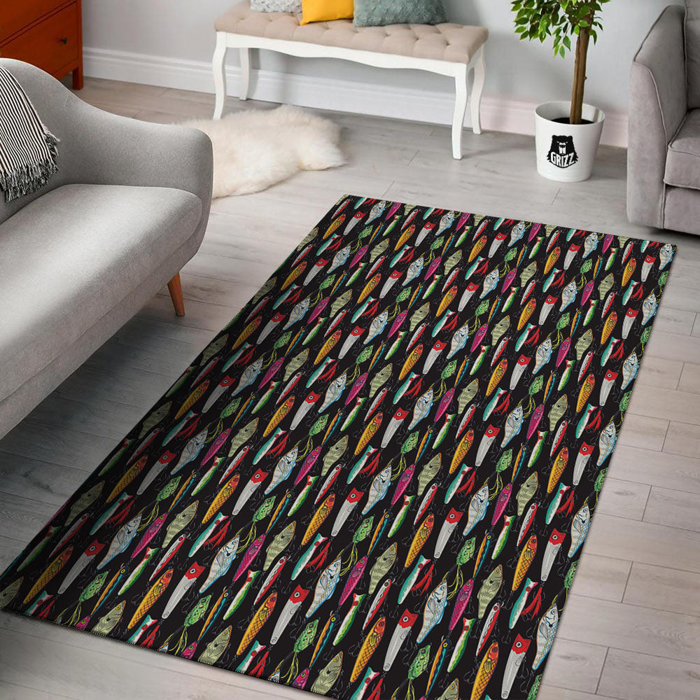 Fishing Print Pattern Floor Mat-grizzshop