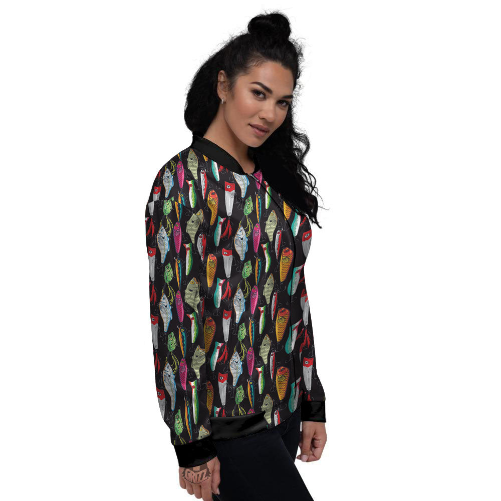 Fishing Print Pattern Women's Bomber Jacket-grizzshop