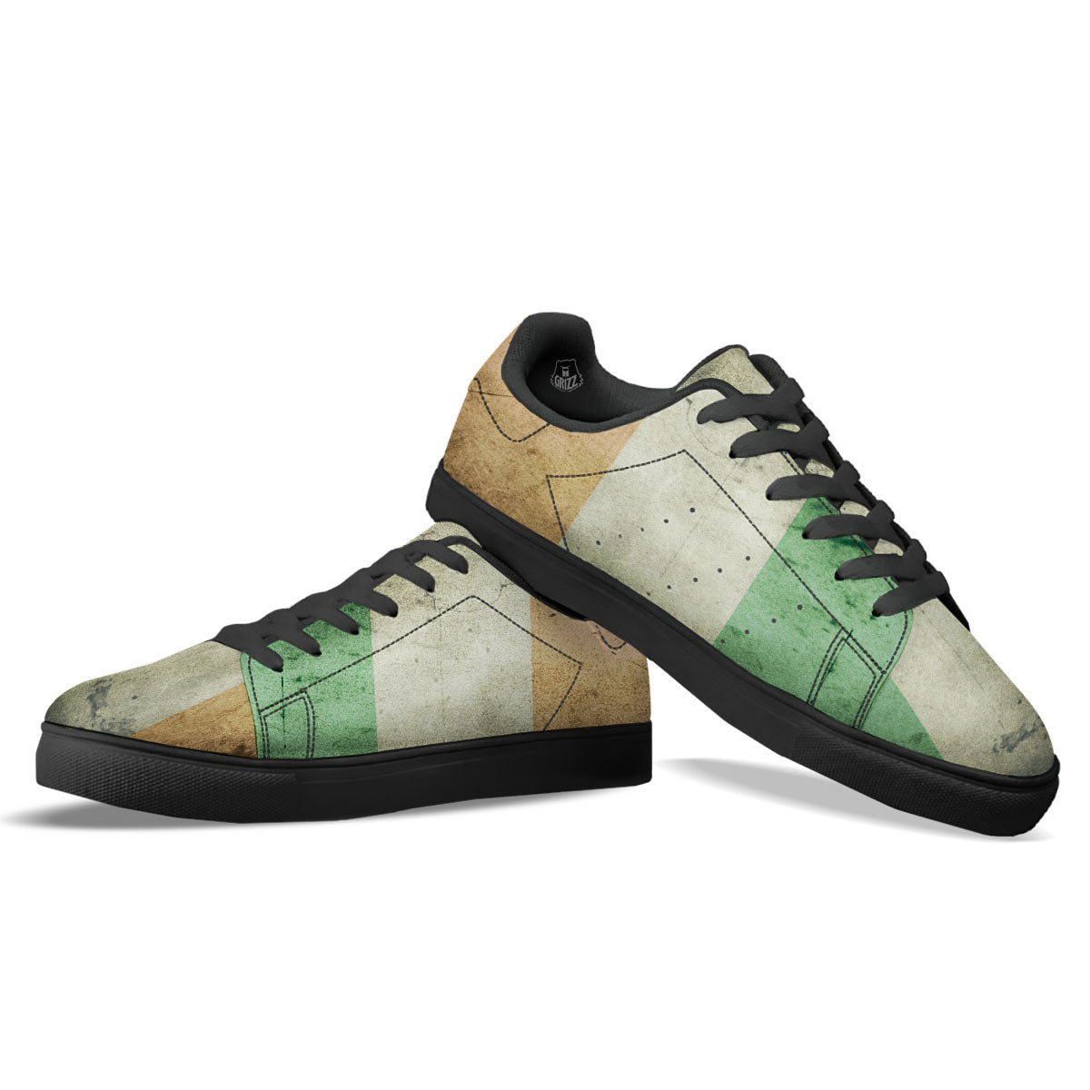 Flag Irish Print Black Low Top Sneakers-grizzshop