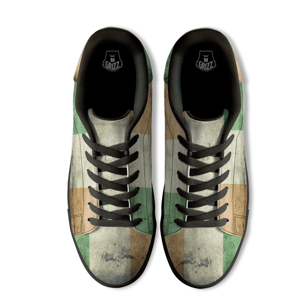 Flag Irish Print Black Low Top Sneakers-grizzshop