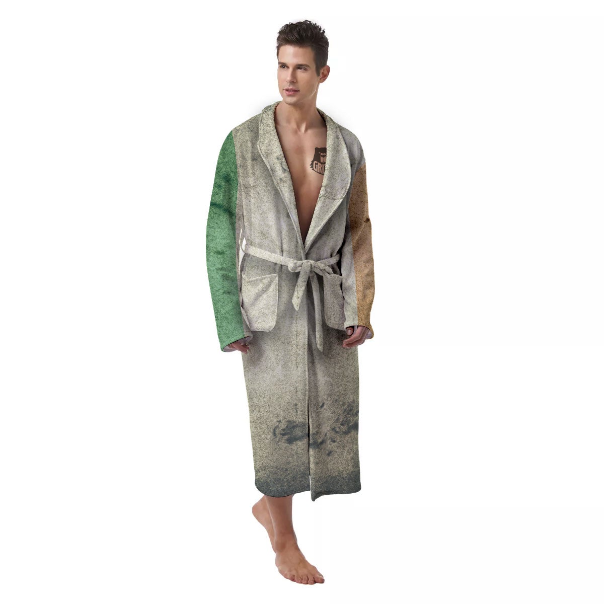 Flag Irish Print Men's Robe-grizzshop