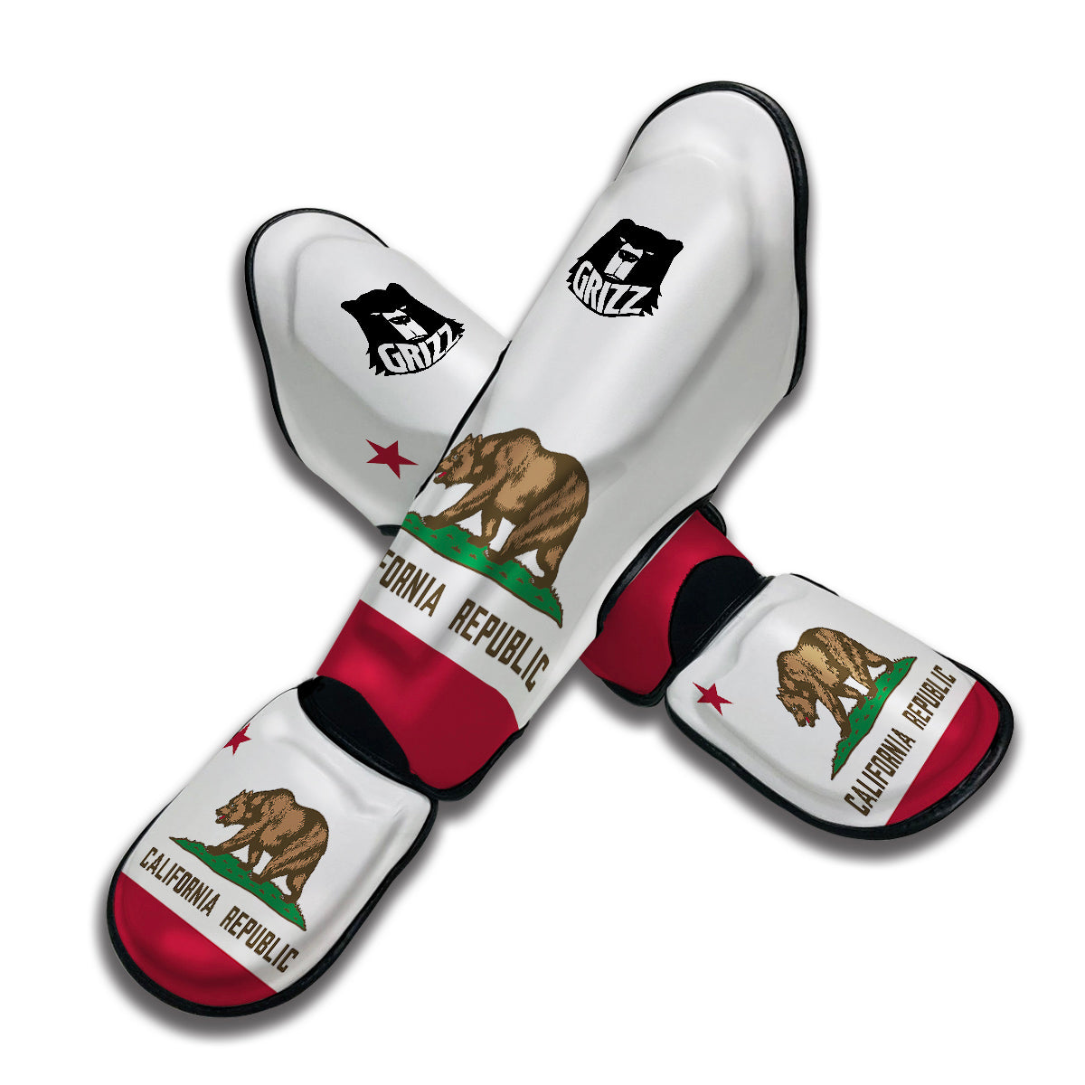 Flag Of California Muay Thai Shin Guards-grizzshop