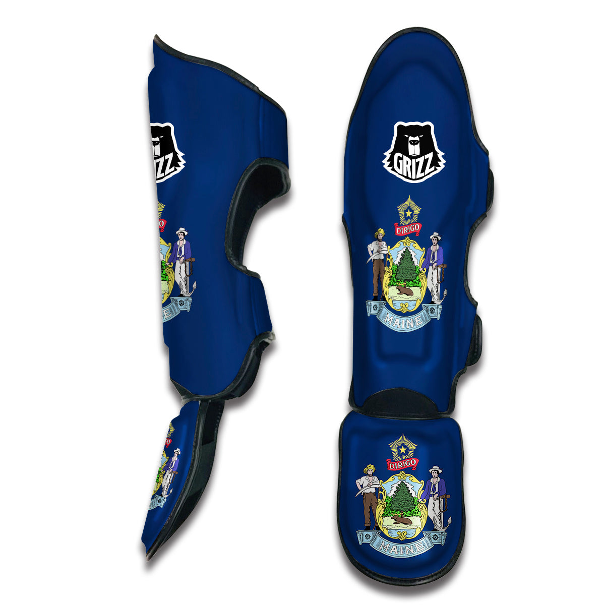 Flag Of Maine Muay Thai Shin Guards-grizzshop