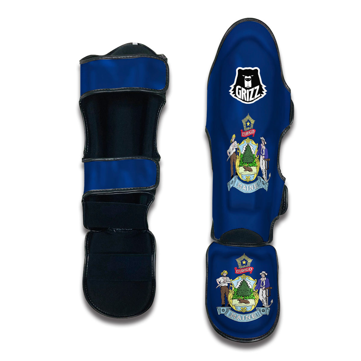 Flag Of Maine Muay Thai Shin Guards-grizzshop