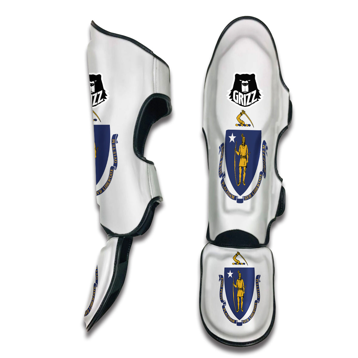 Flag Of Massachusetts Muay Thai Shin Guards-grizzshop