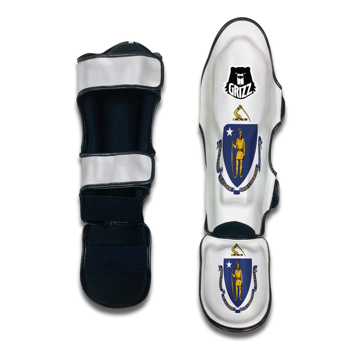 Flag Of Massachusetts Muay Thai Shin Guards-grizzshop