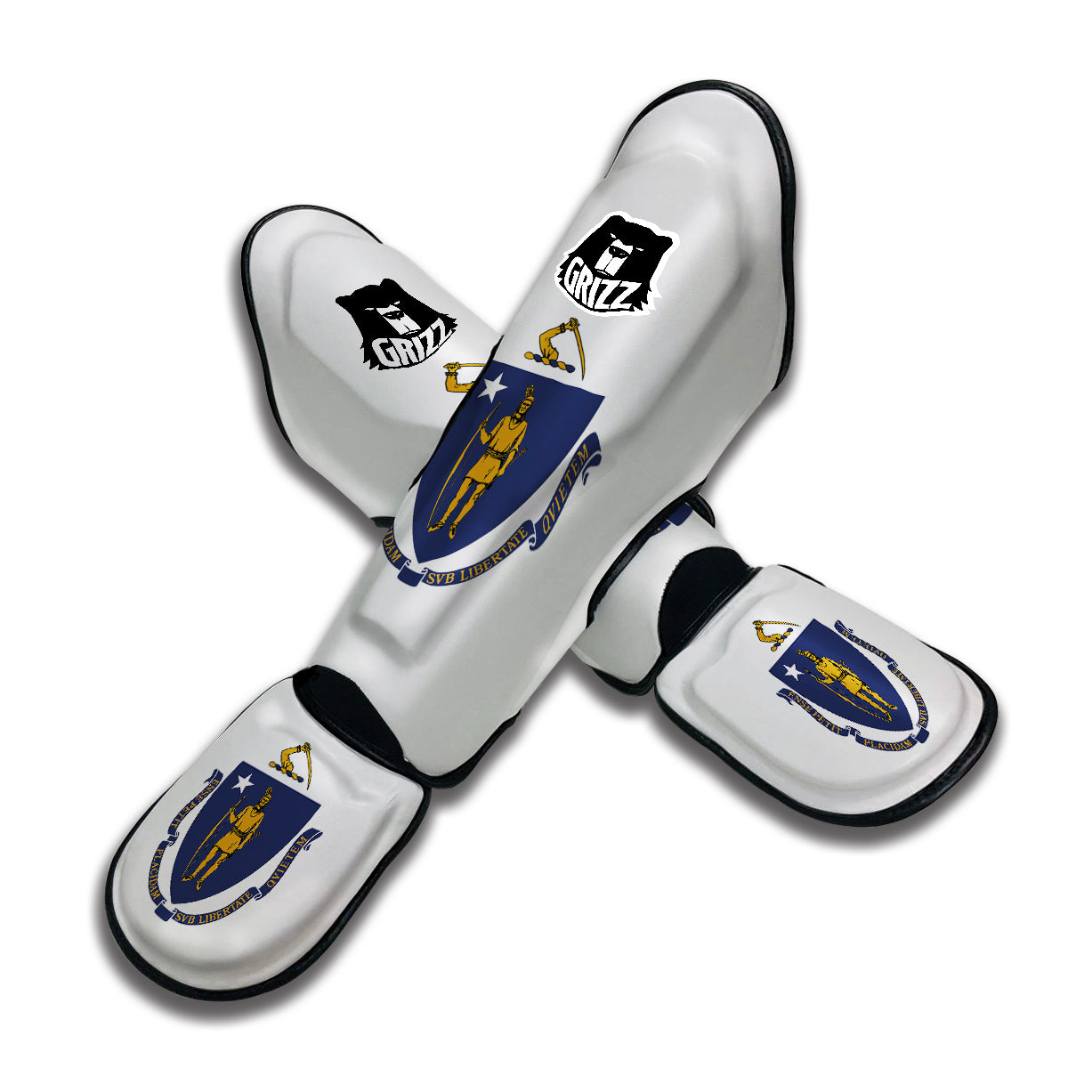 Flag Of Massachusetts Muay Thai Shin Guards-grizzshop