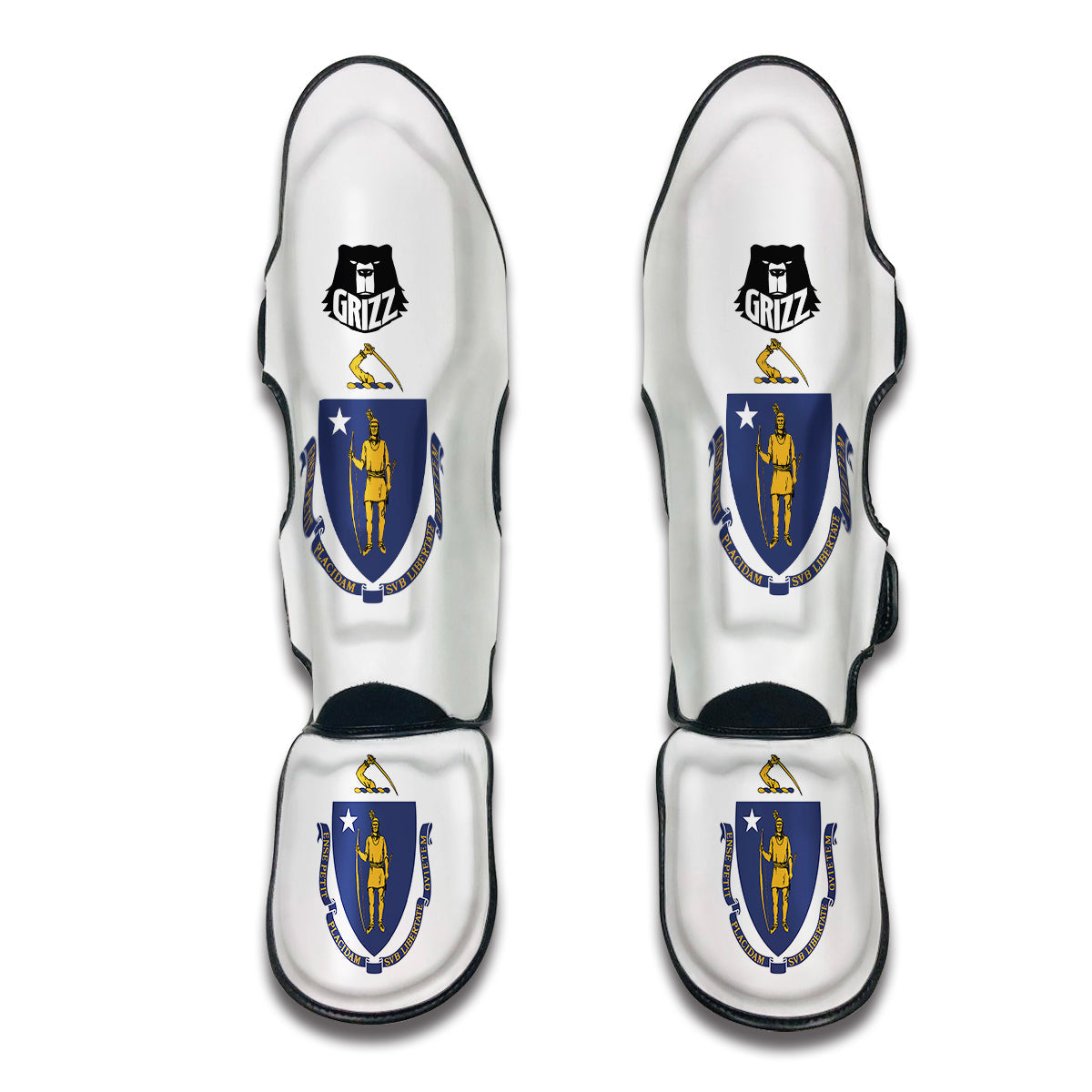 Flag Of Massachusetts Muay Thai Shin Guards-grizzshop