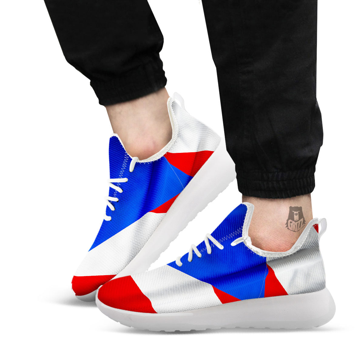 Flag Puerto Rican Print White Athletic Shoes-grizzshop