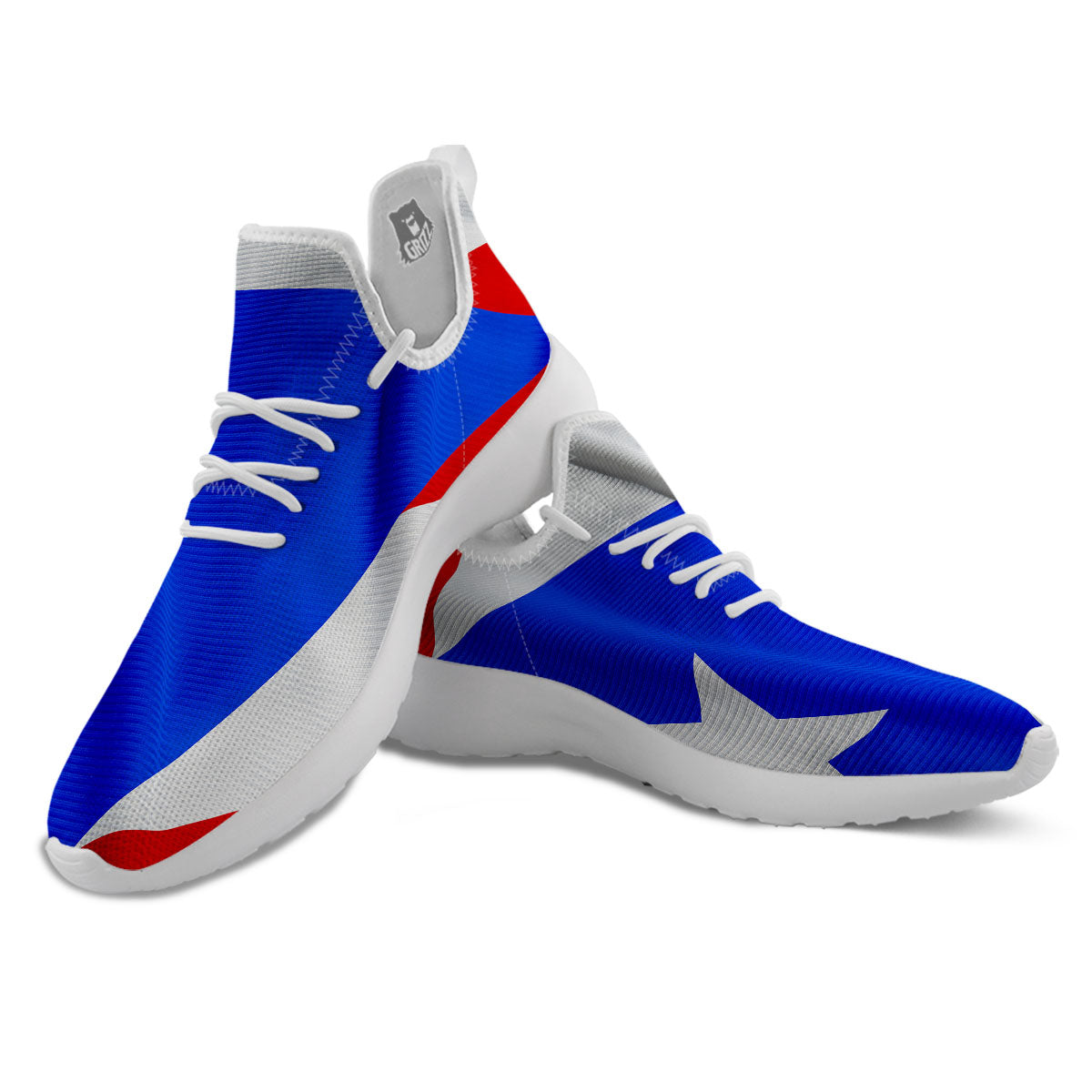 Flag Puerto Rican Print White Athletic Shoes-grizzshop