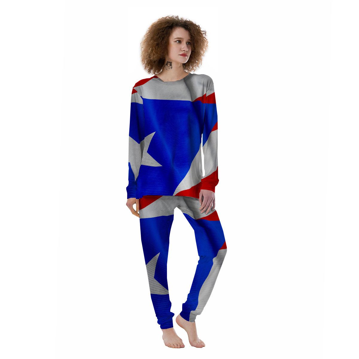 Flag Puerto Rican Print Women's Pajamas-grizzshop