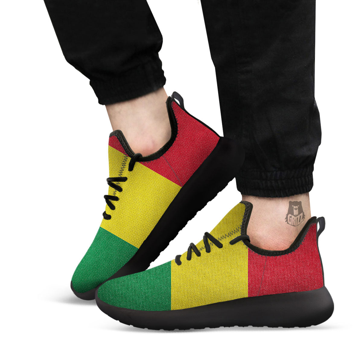 Flag Rasta Print Black Athletic Shoes-grizzshop