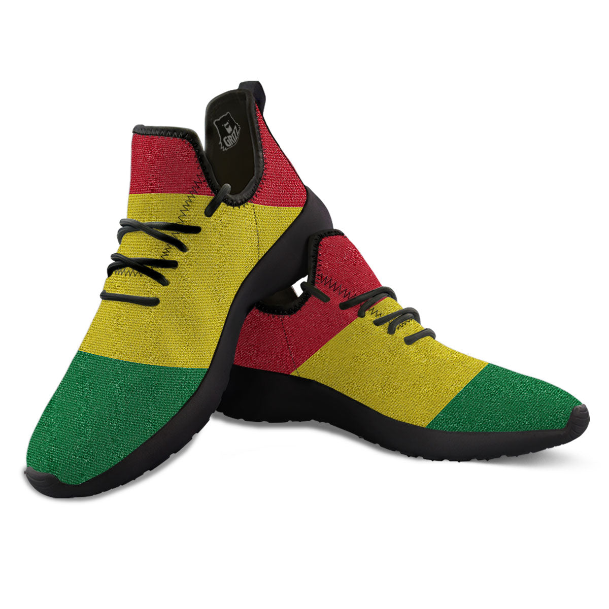 Flag Rasta Print Black Athletic Shoes-grizzshop