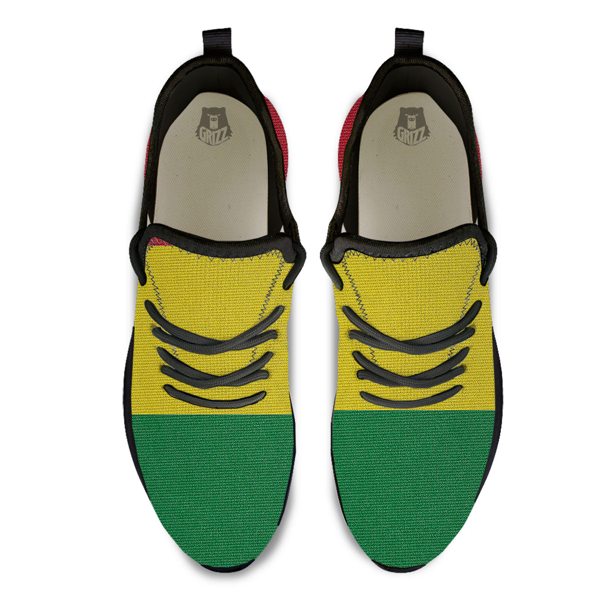 Flag Rasta Print Black Athletic Shoes-grizzshop